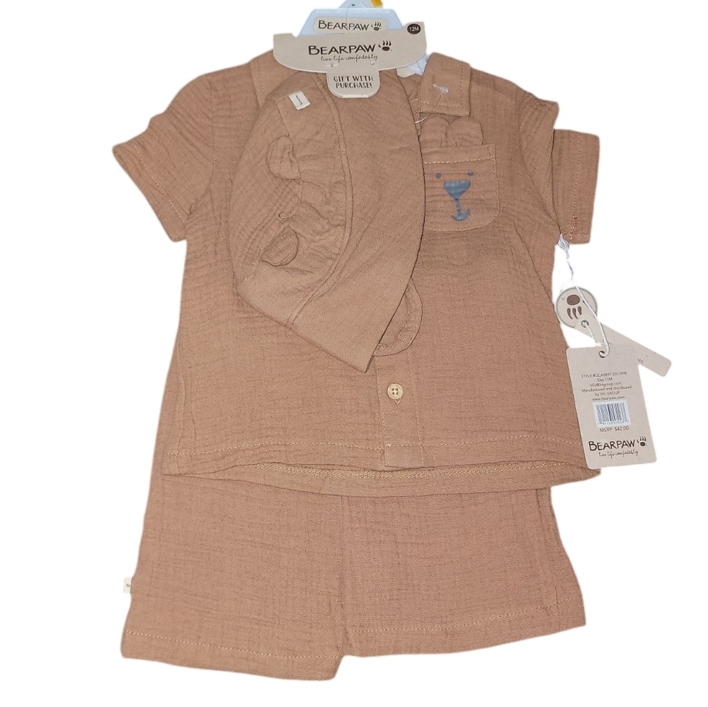 BearPaw Brown Matching Set Comfortable Casual Wear Size 12 Months NWT